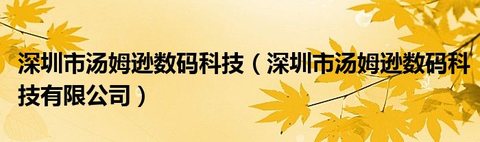 深圳市汤姆逊数码科技【深圳市汤姆逊数码科技有限公司】