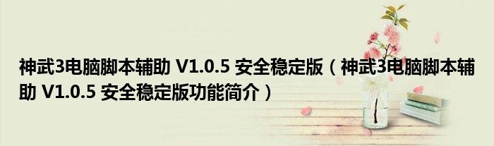 神武3电脑脚本辅助 V1.0.5 安全稳定版【神武3电脑脚本辅助 V1.0.5 安全稳定版功能简介】