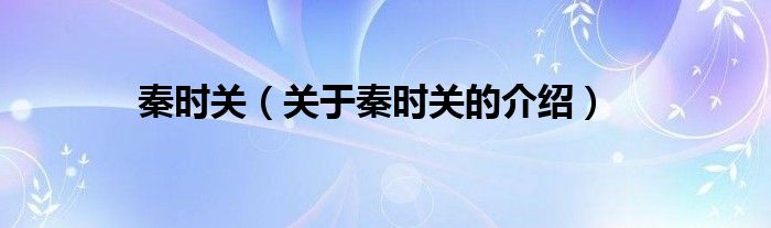 秦时关【关于秦时关的介绍】