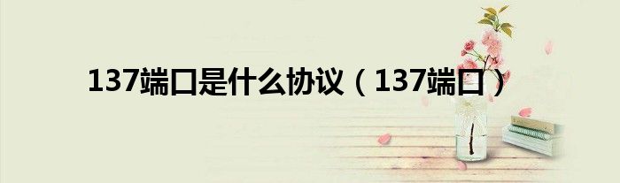 137端口是什么协议【137端口】