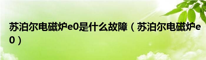 苏泊尔电磁炉e0是什么故障【苏泊尔电磁炉e0】