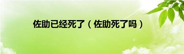 佐助已经死了【佐助死了吗】