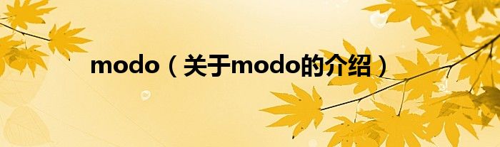 modo【关于modo的介绍】