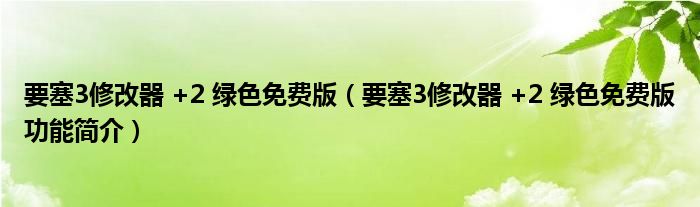 要塞3修改器 +2 绿色免费版【要塞3修改器 +2 绿色免费版功能简介】