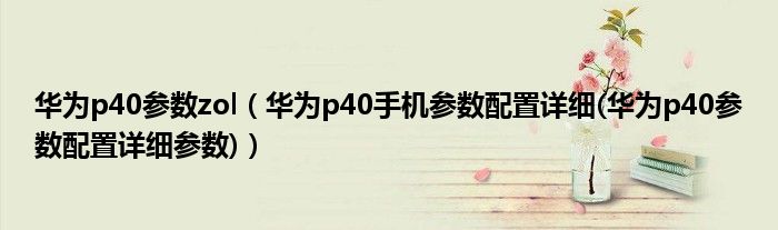 华为p40参数zol【华为p40手机参数配置详细(华为p40参数配置详细参数)】