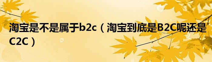 淘宝是不是属于b2c【淘宝到底是B2C呢还是C2C】