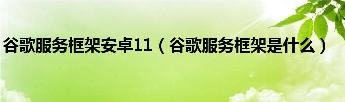 谷歌服务框架安卓11【谷歌服务框架是什么】