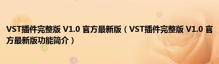 VST插件完整版 V1.0 官方最新版【VST插件完整版 V1.0 官方最新版功能简介】