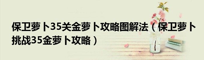 保卫萝卜35关金萝卜攻略图解法【保卫萝卜挑战35金萝卜攻略】