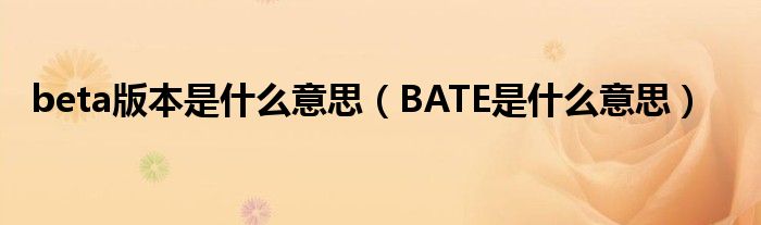 beta版本是什么意思【BATE是什么意思】