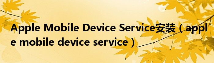 Apple Mobile Device Service安装【apple mobile device service】