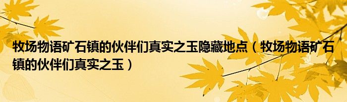 牧场物语矿石镇的伙伴们真实之玉隐藏地点【牧场物语矿石镇的伙伴们真实之玉】