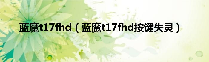 蓝魔t17fhd【蓝魔t17fhd按键失灵】