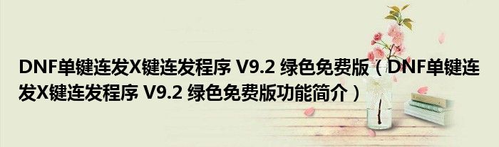 DNF单键连发X键连发程序 V9.2 绿色免费版【DNF单键连发X键连发程序 V9.2 绿色免费版功能简介】