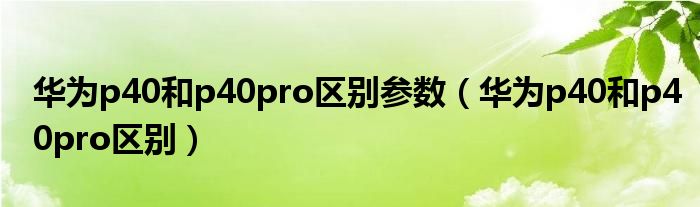 华为p40和p40pro区别参数【华为p40和p40pro区别】