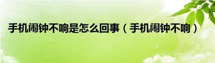 手机闹钟不响是怎么回事【手机闹钟不响】