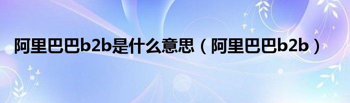 阿里巴巴b2b是什么意思【阿里巴巴b2b】