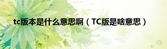 tc版本是什么意思啊【TC版是啥意思】