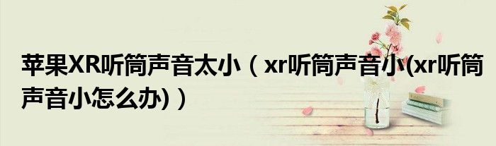 苹果XR听筒声音太小【xr听筒声音小(xr听筒声音小怎么办)】