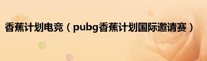 香蕉计划电竞【pubg香蕉计划国际邀请赛】