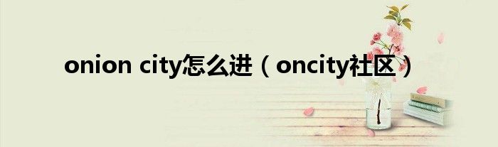 onion city怎么进【oncity社区】