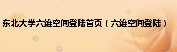 东北大学六维空间登陆首页【六维空间登陆】