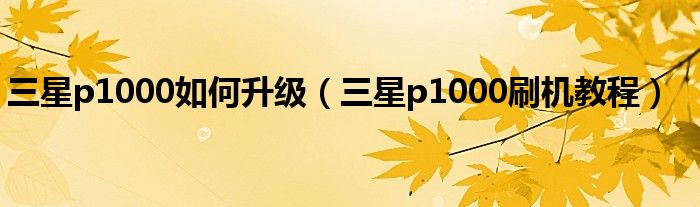 三星p1000如何升级【三星p1000刷机教程】