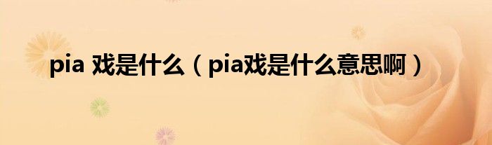 pia 戏是什么【pia戏是什么意思啊】