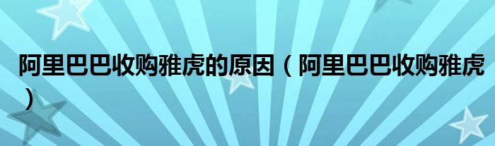 阿里巴巴收购雅虎的原因【阿里巴巴收购雅虎】