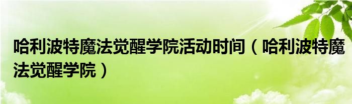 哈利波特魔法觉醒学院活动时间【哈利波特魔法觉醒学院】