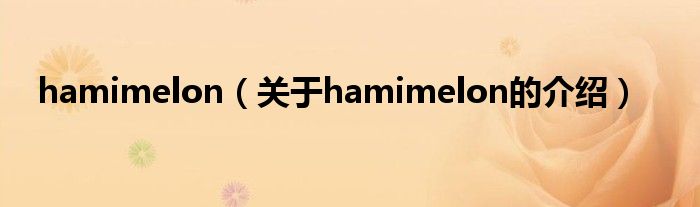 hamimelon【关于hamimelon的介绍】