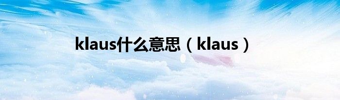 klaus什么意思【klaus】