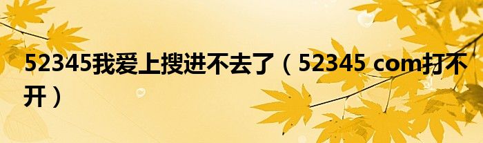 52345我爱上搜进不去了【52345 com打不开】