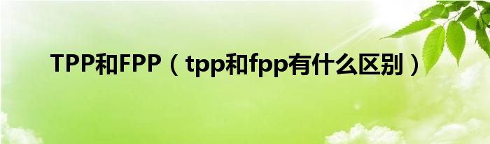 TPP和FPP【tpp和fpp有什么区别】