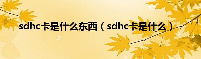 sdhc卡是什么东西【sdhc卡是什么】