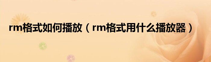 rm格式如何播放【rm格式用什么播放器】