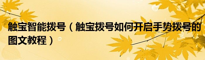 触宝智能拨号【触宝拨号如何开启手势拨号的图文教程】