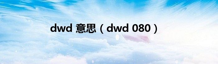 dwd 意思【dwd 080】