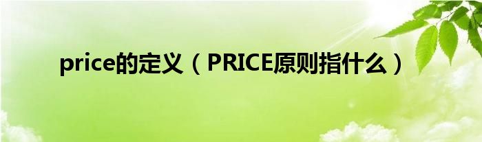 price的定义【PRICE原则指什么】