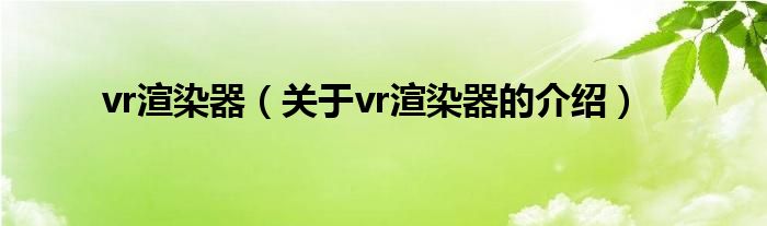 vr渲染器【关于vr渲染器的介绍】