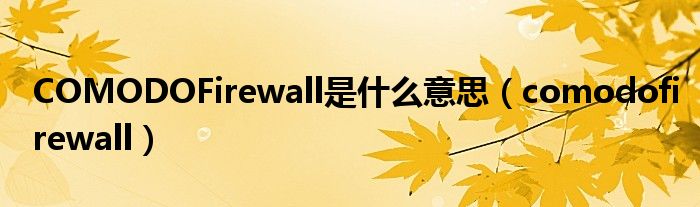 COMODOFirewall是什么意思【comodofirewall】