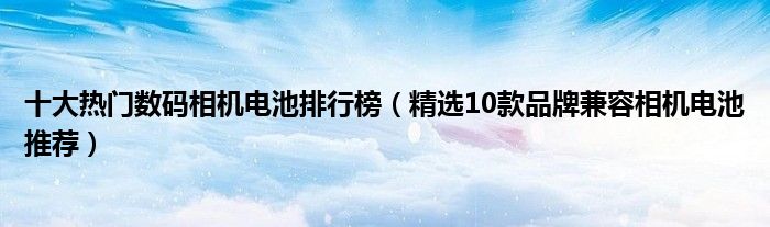 十大热门数码相机电池排行榜【精选10款品牌兼容相机电池推荐】