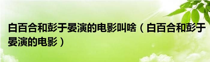 白百合和彭于晏演的电影叫啥【白百合和彭于晏演的电影】