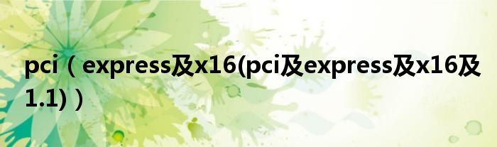 pci【express及x16(pci及express及x16及1.1)】