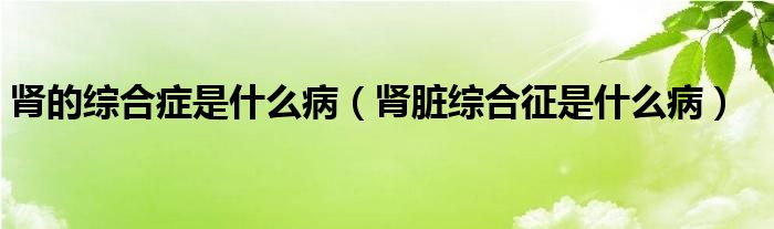 肾的综合症是什么病【肾脏综合征是什么病】