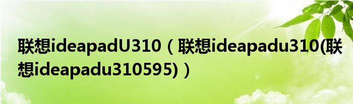 联想ideapadU310【联想ideapadu310(联想ideapadu310595)】