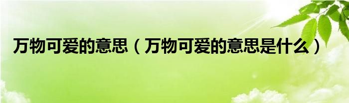 万物可爱的意思【万物可爱的意思是什么】