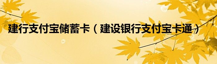 建行支付宝储蓄卡【建设银行支付宝卡通】