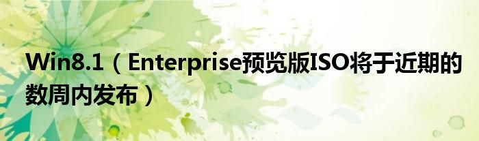 Win8.1【Enterprise预览版ISO将于近期的数周内发布】