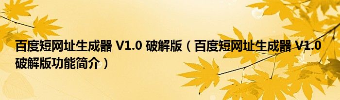 百度短网址生成器 V1.0 破解版【百度短网址生成器 V1.0 破解版功能简介】